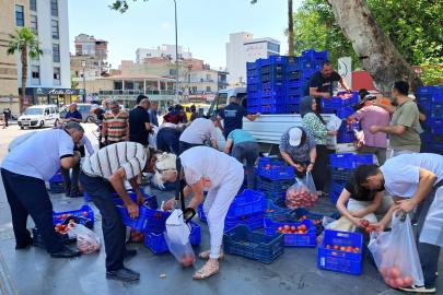 Alıcı bulamadığı 4 ton domatesi ücretsiz dağıttı