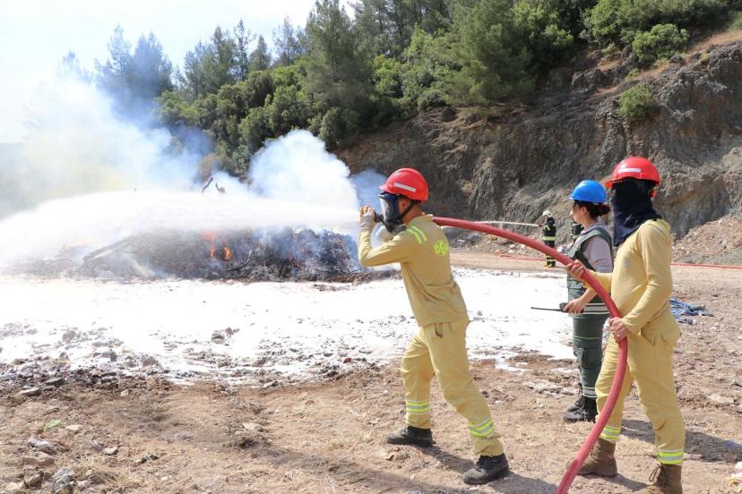 Muğla'da kurumların katılımıyla yangın tatbikatı yapıldı